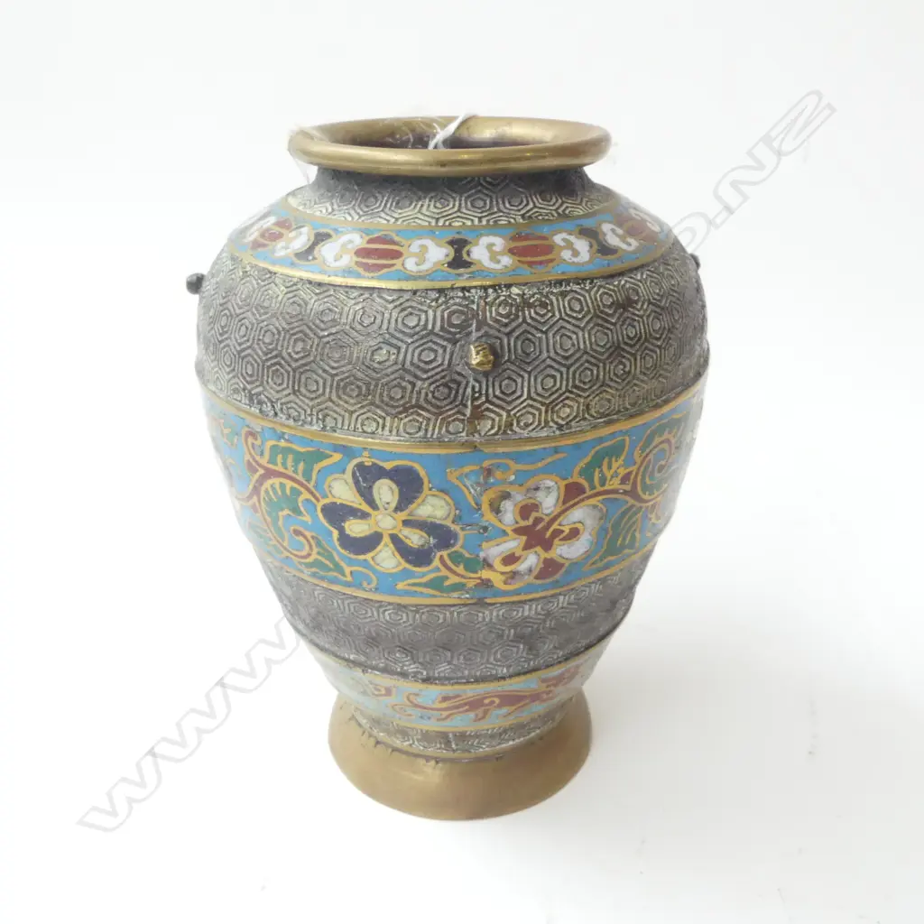 ORIENTAL CHAMPLEVE ENAMEL VASE H.185mm Image 1++
