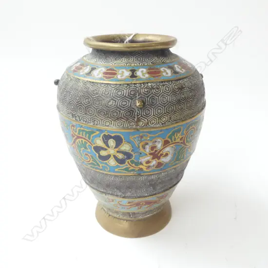 ORIENTAL CHAMPLEVE ENAMEL VASE H.185mm