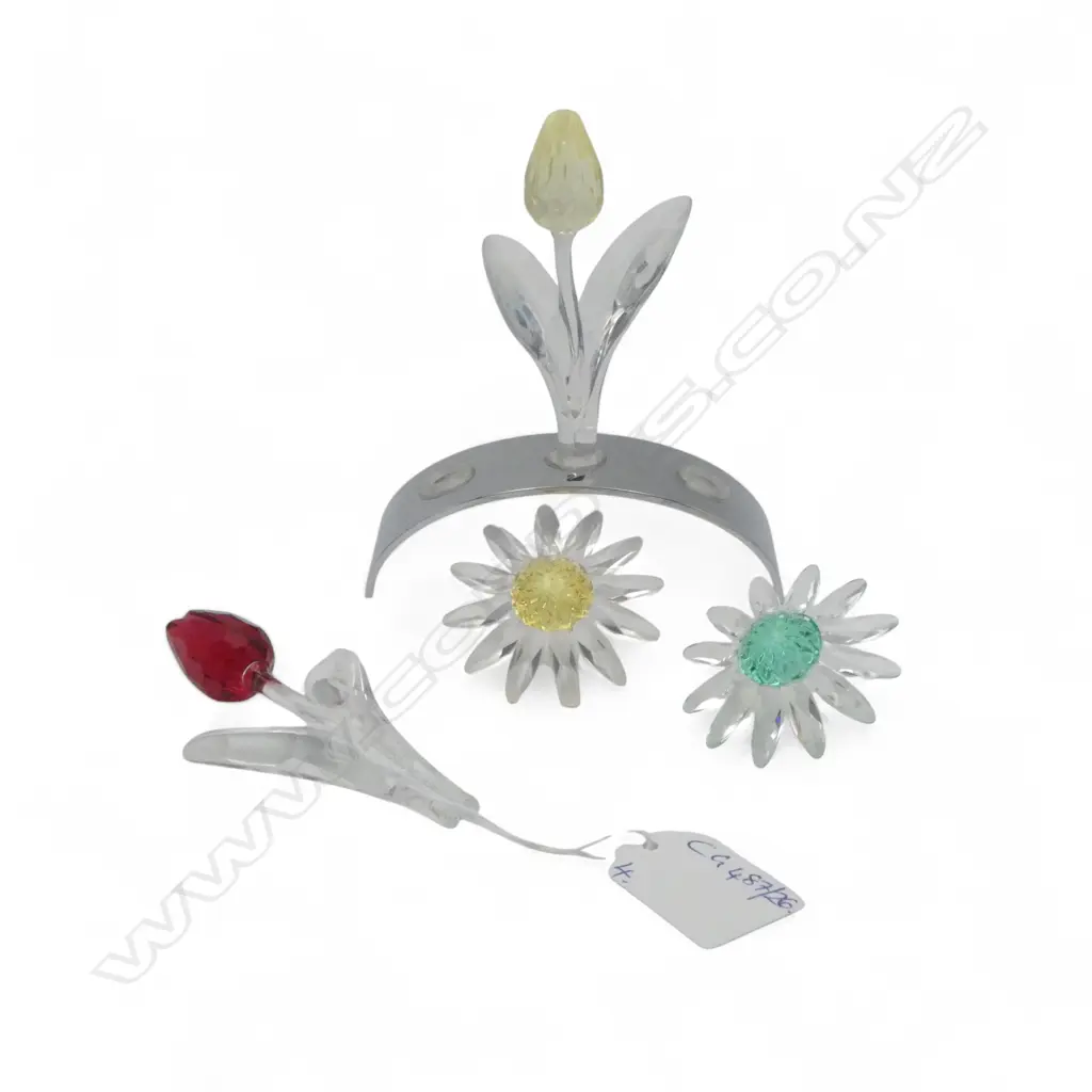 4 SWAROVSKI FLOWERS, H.90mm BOXED Image 1++