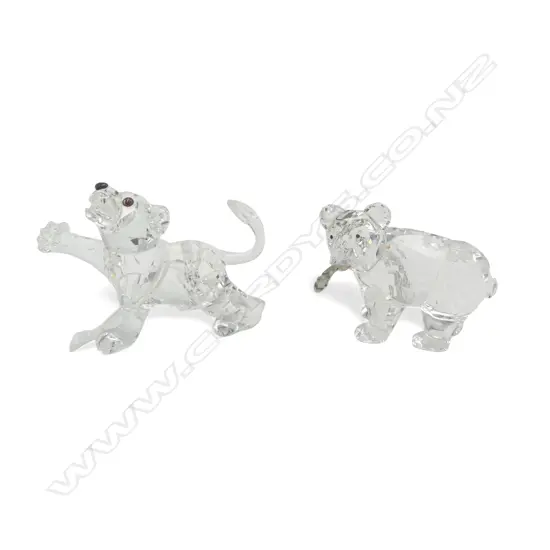 2 SWAROVSKI; BEAR w. FISH IN MOUTH, OTHER