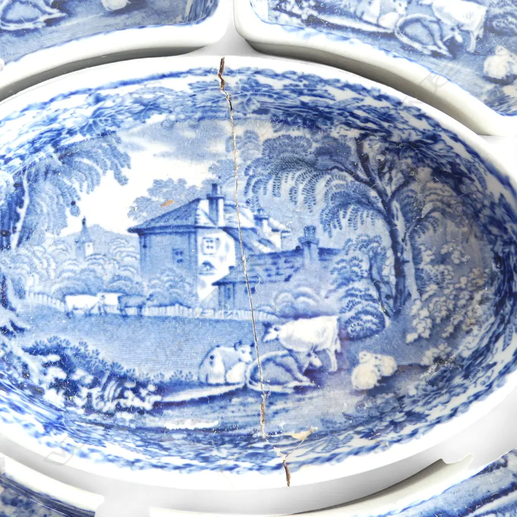 BOOTHS CHINA 'BRITISH SCENERY' BLUE & WHITE HORS D'OEUVRES TRAY faults Image 1++
