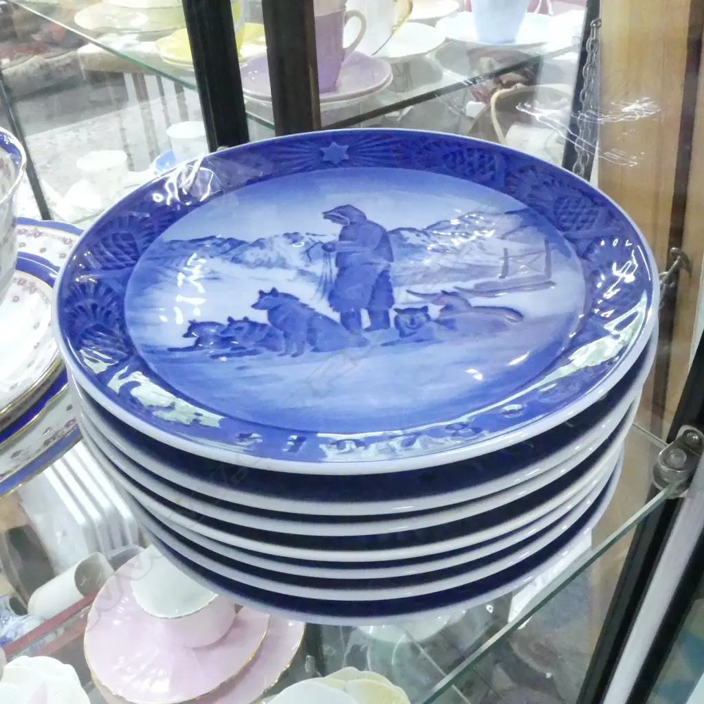 7 ROYAL COPENHAGEN BLUE PLATES Dia.185mm Image 1++