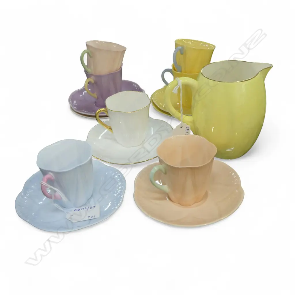 7 SHELLEY CHINA COFFEE C/S & YELLOW JUG H110MM Image 1++