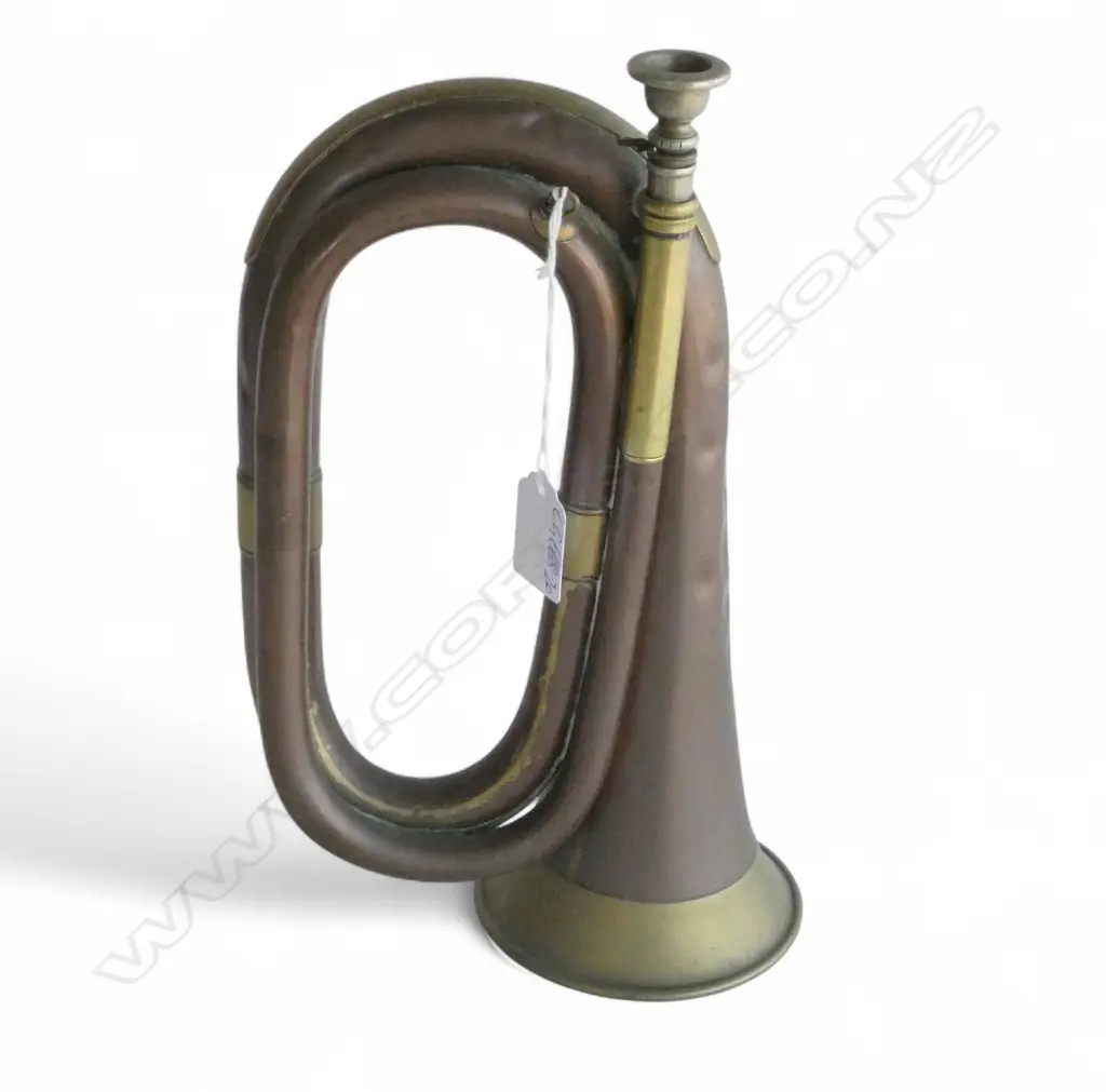 ANTIQUE COPPER BUGLE with brass fittings L.280mm Image 1++