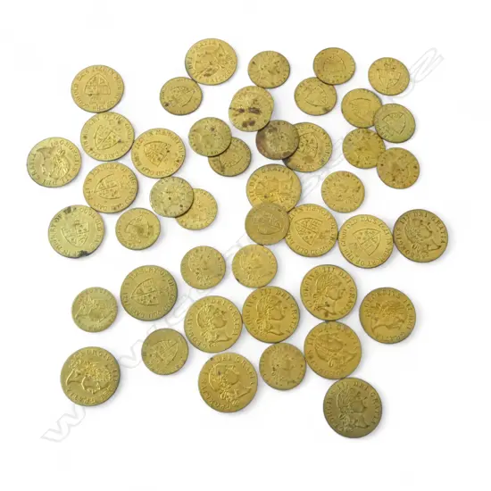 REPRODUCTION GEORGE III GAMING TOKENS; 21x 1797, 24x 1789