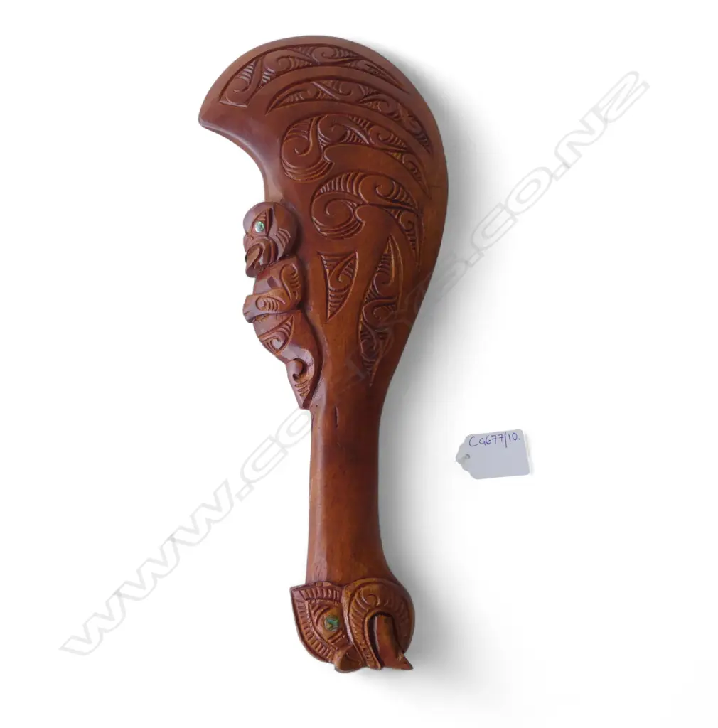 CARVED WOODEN PATU L.350mm Image 1++
