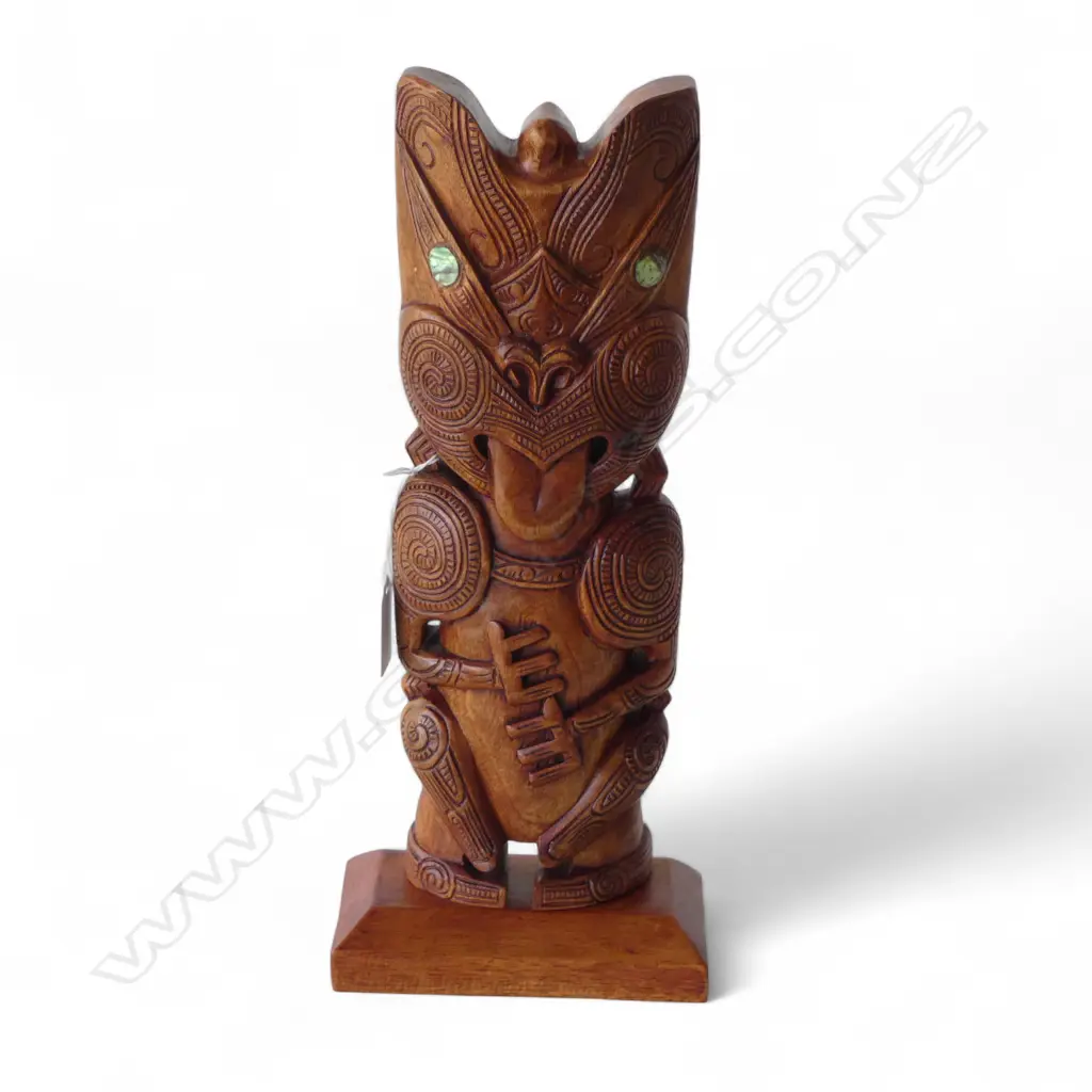 CARVED WOODEN MAORI TEKOTEKO FIGURE H.330mm Image 1++