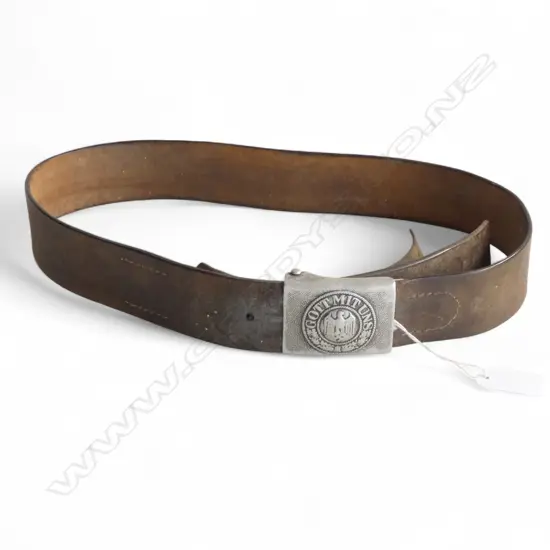WWII GERMAN LEATHER BELT w. BUCKLE 'GOTT MIT UNS'