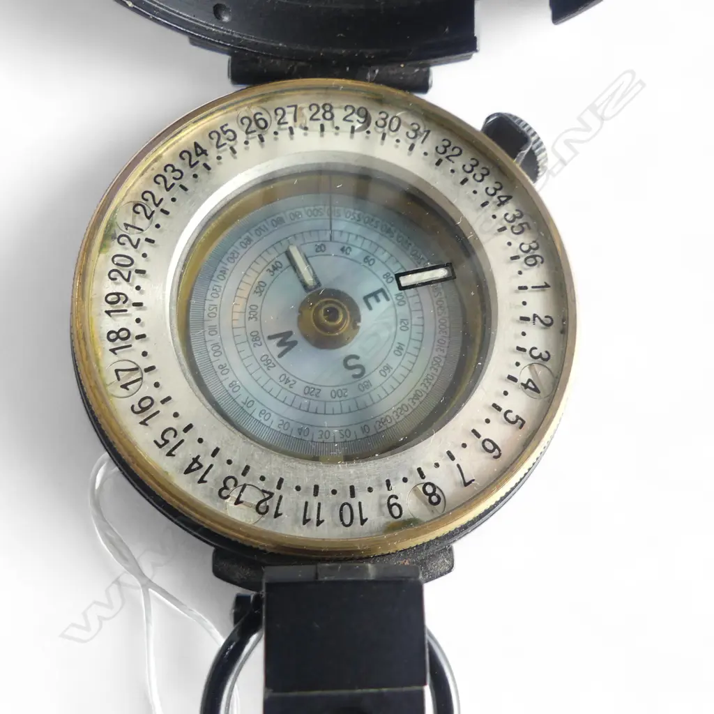 QUALITY EBONISED BRASS CASED POCKET COMPASS with mother of pearl dials Image 1++