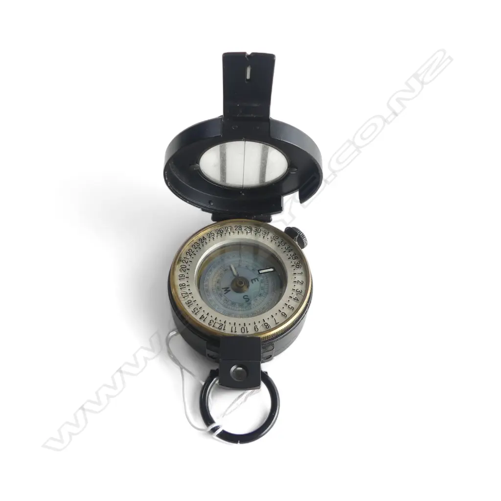 QUALITY EBONISED BRASS CASED POCKET COMPASS with mother of pearl dials Image 1++