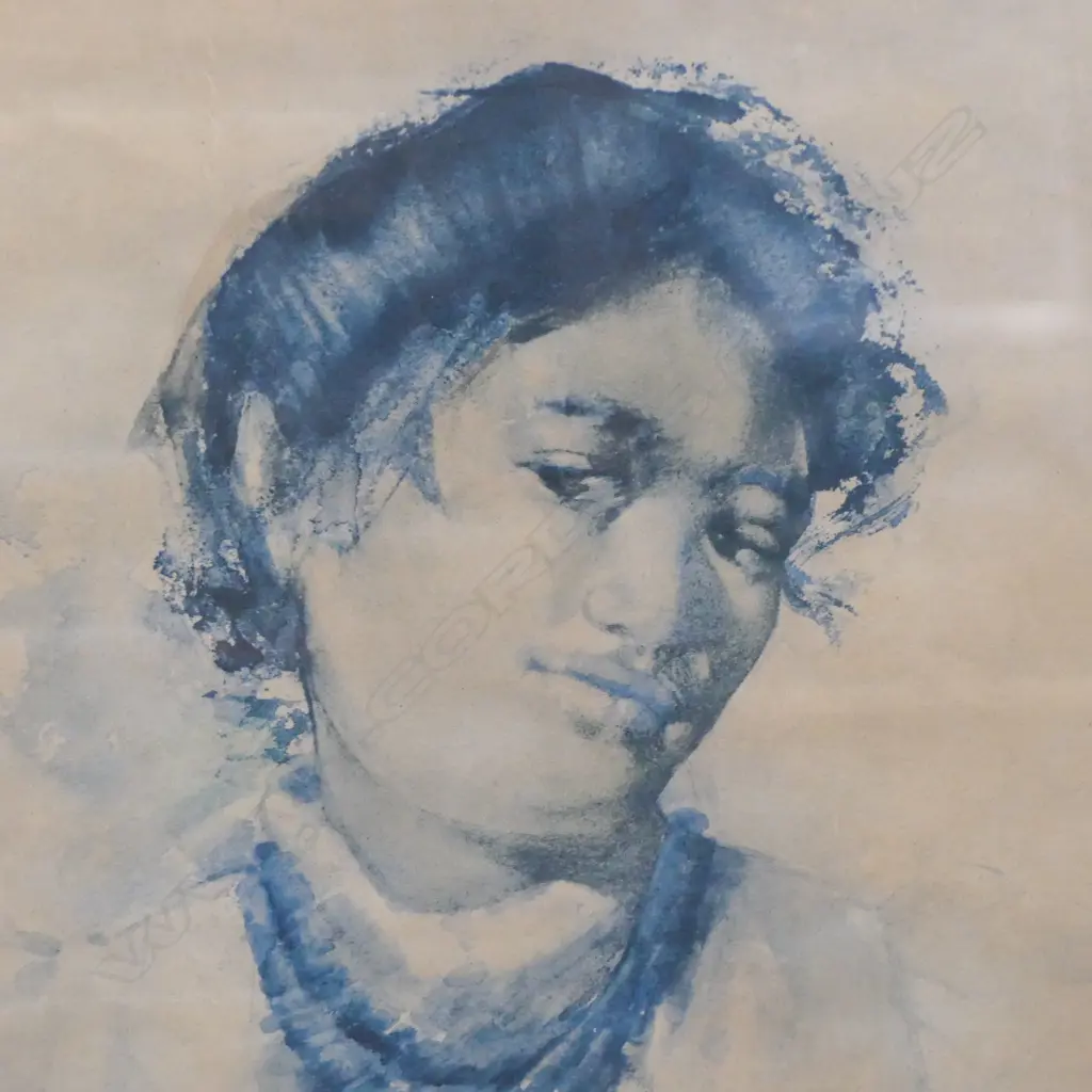 FRANCES HODGKINS W /C PRINT , " MAORI WOMAN WITH DAISIES", 445 X 330MM Image 1++