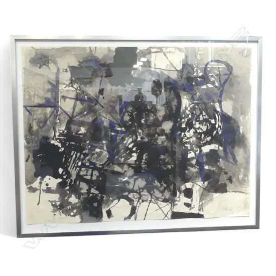 KEITH PATTERSON, 'ROCK STUDY' ACRYLIC ON PAPER SIGNED & DATED '63 490x640mm