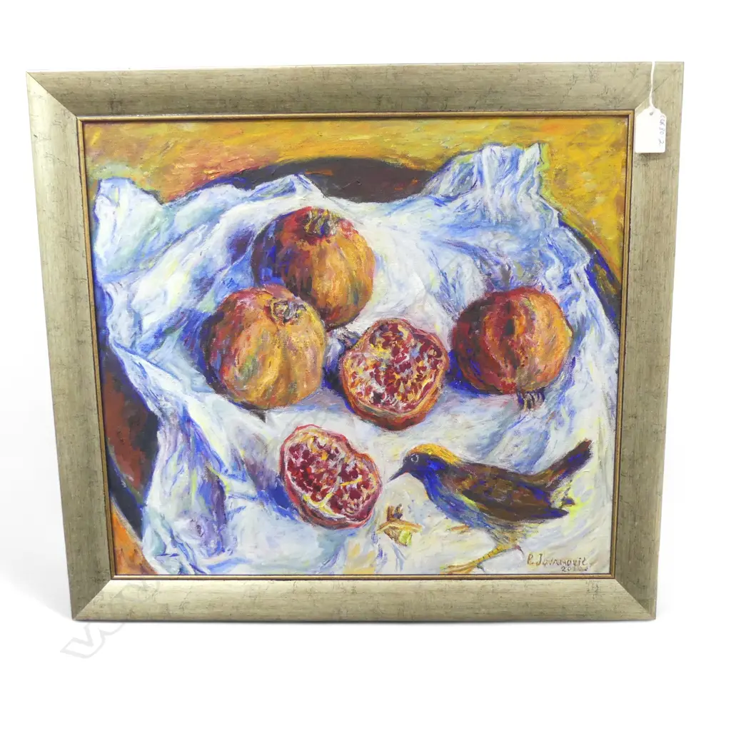 P. JOVANOVIC, STILL LIFE OF POMEGRANETS, OIL ON CANVAS, 405x455mm Image 1++