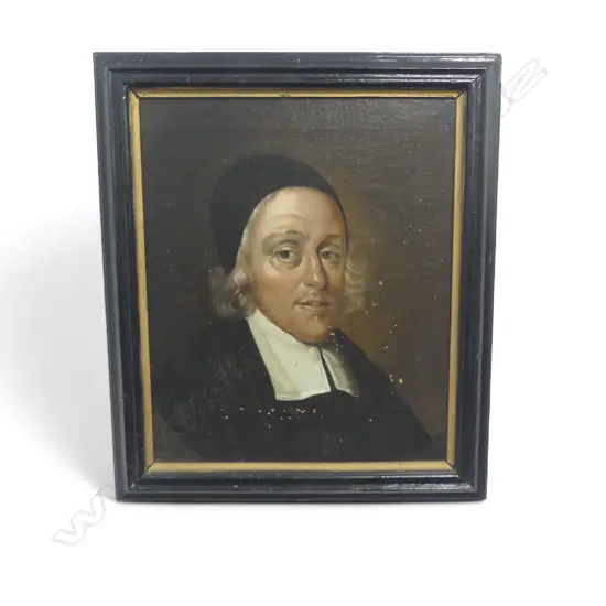 19thC ARTIST UNKNOWN, CALVINIST? GENTLEMAN, OIL ON CANVAS 325x270mm