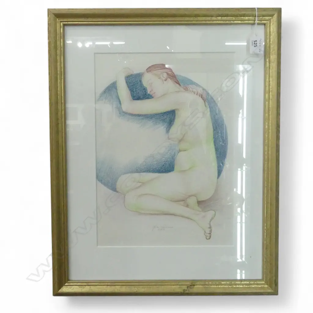 JOHN ANDREW, SEATED NUDE, 2003 COLOUR PENCIL SIGNED & DATED 360x255mm Image 1++