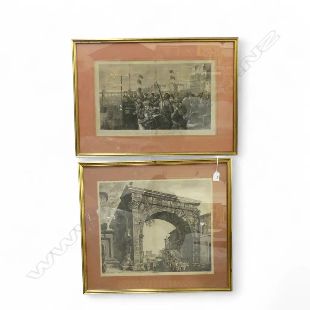 2 CITY-SCAPE WOODCUT ENGRAVINGS; ITALY & BRIGHTON 370x450mm / 300x500mm Image 1++