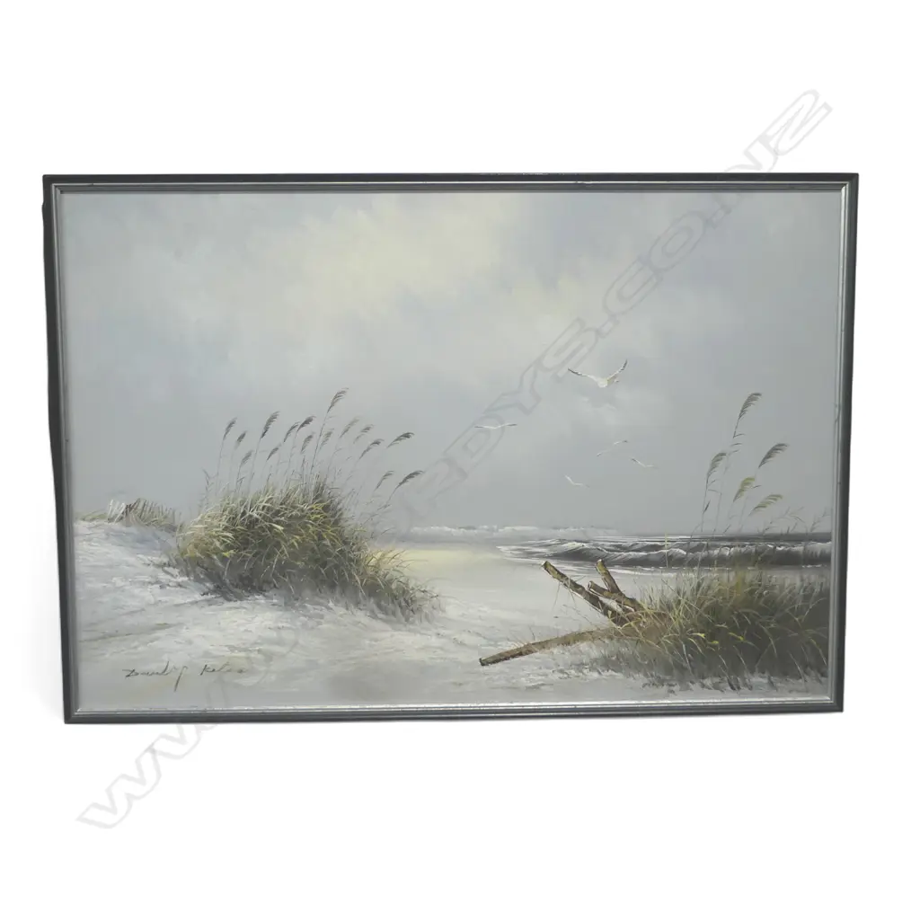 DUNLOP KIRTON , FRAMED BEACHSCAPE OIL ON CANVAS, SIGNED, 600 X 900MM Image 1++