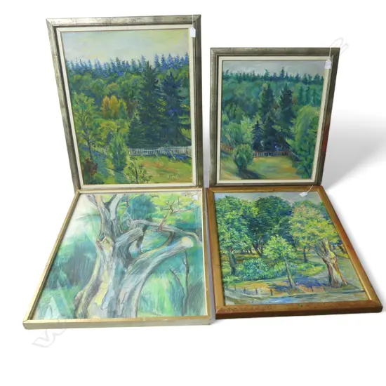GROUP OF FOUR FRAMED EUROPEAN LANDSCAPES (3 OIL 1 PASTEL) LARGEST 700 X 580 mm