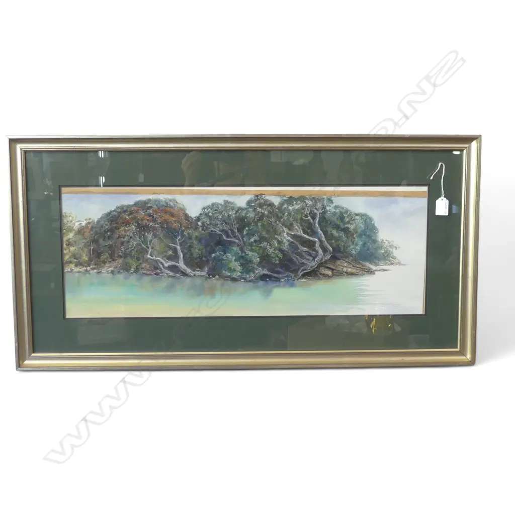 DAWN EVANS mixed media ARTWORK 'Entrance to Milford Creek' 225 x 725mm Image 1++