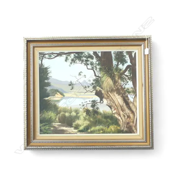 HARRY SANGL 'COROMANDEL HARBOUR VIEW' OIL ON BOARD '84 495x585mm