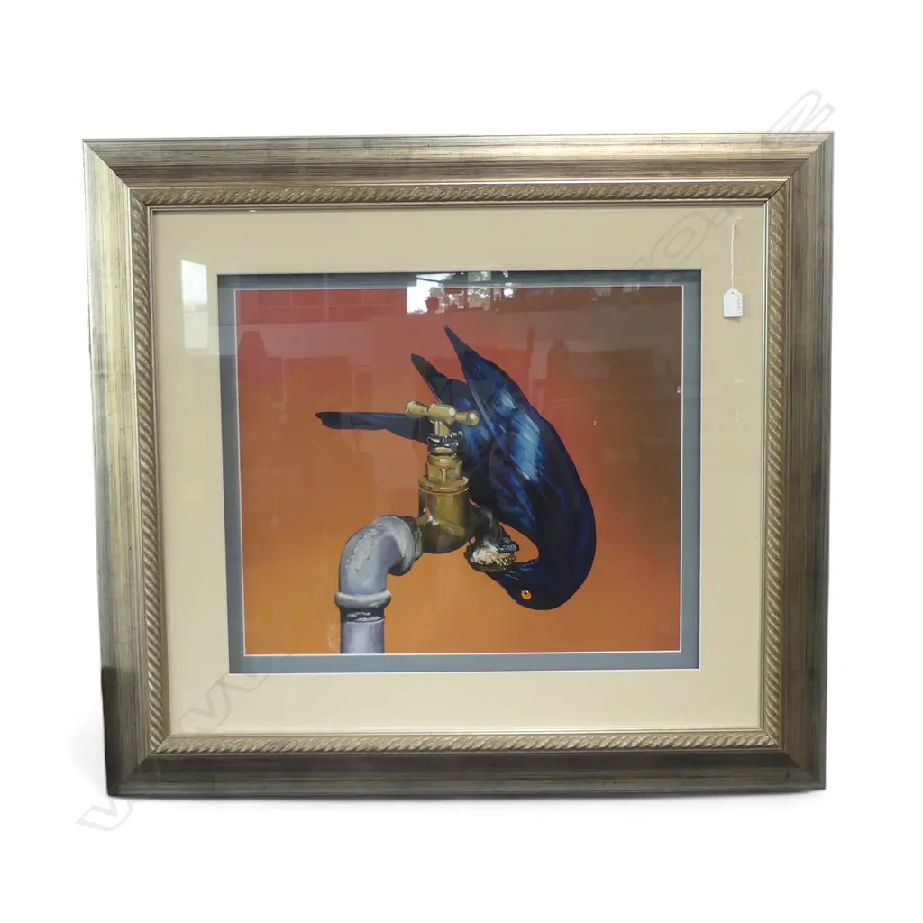 PATRICK GIBBONS 'THE RAVEN TAKES A DRINK' ACRYLIC ON CANVAS, 2014 490x590mm Image 1++