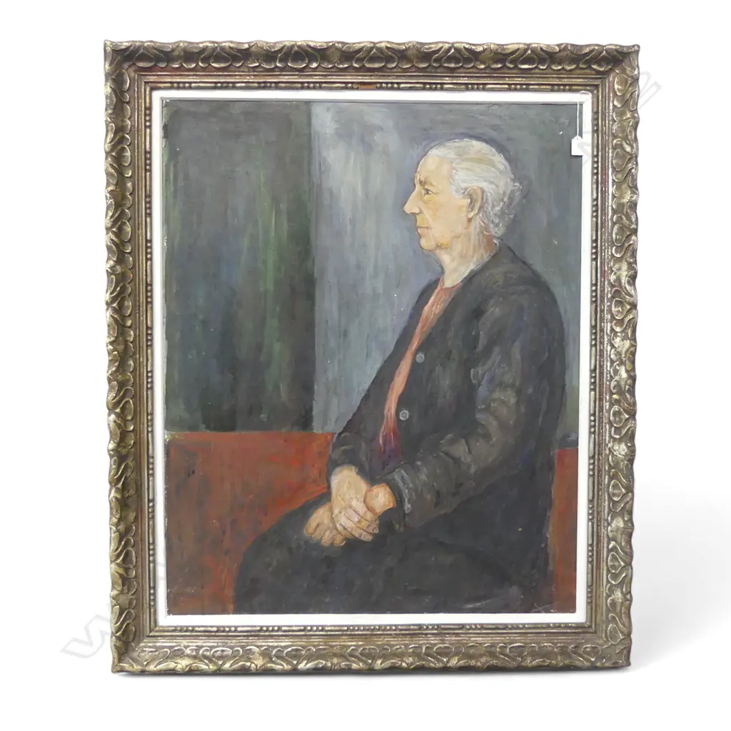 20th CENTURY, PORTRAIT OF A OLDER LADY, OIL ON CANVAS 980 X 800 mm Image 1++