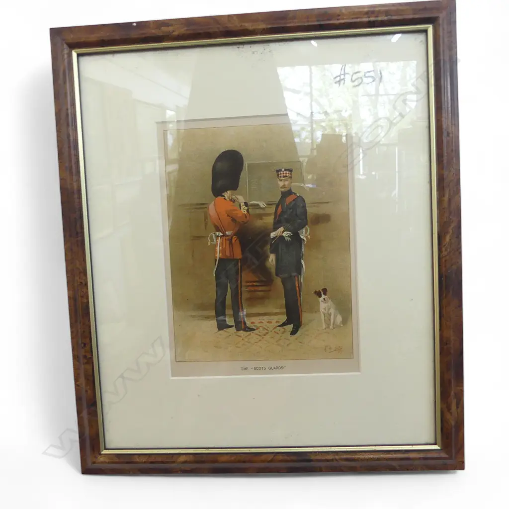 5 ART WORKS; 2 LANDSCAPE WCs, 1913 PHOTO 95mm dia, SCOTS GUARDS PRINT, SIGNED LANDSCAPE ETCHING 200x280mm Image 1++