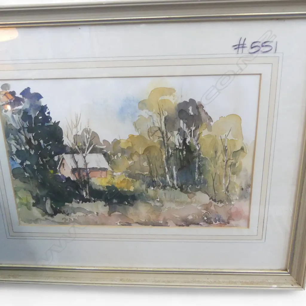 5 ART WORKS; 2 LANDSCAPE WCs, 1913 PHOTO 95mm dia, SCOTS GUARDS PRINT, SIGNED LANDSCAPE ETCHING 200x280mm Image 1++