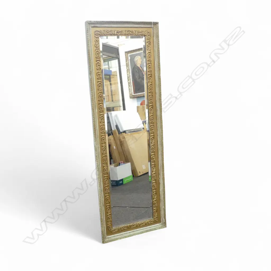 RECTANGULAR MIRROR, GILT & PAINTED FRAME 1370x455mm Image 1++