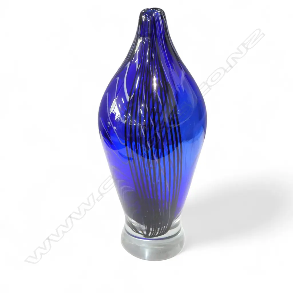 COBALT BLUE ART GLASS BUD VASE H.330mm Image 1++
