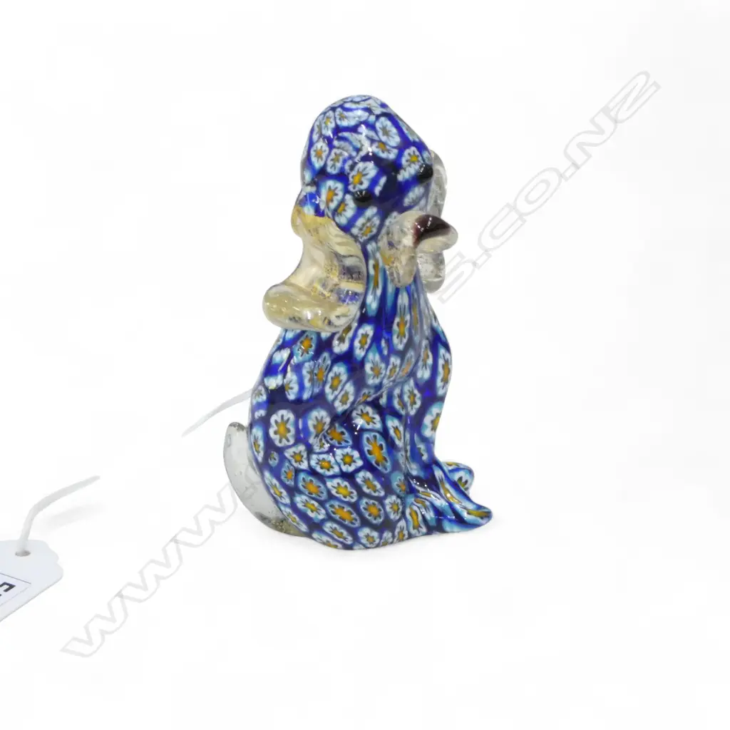 MURANO MILLE FIORI GLASS DOG PUPPY ORNAMENT H.90mm Image 1++