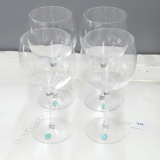 4 TIFFANY & CO. RED WINE GLASSES, MADE IN SWEDEN H.200mm