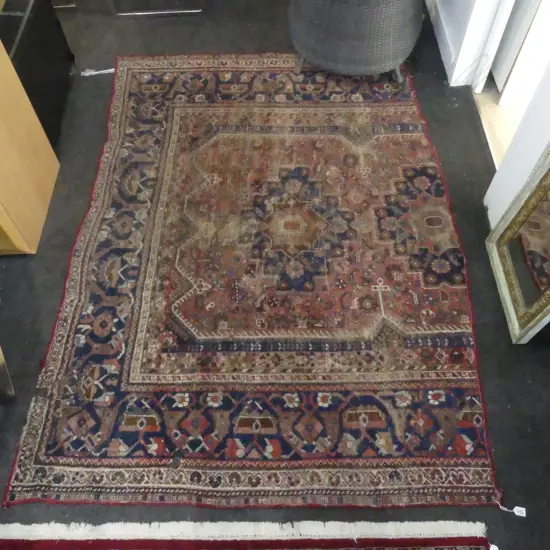 ANTIQUE PERSIAN RUG 1550 x 2200mm (worn, holes, repairs)