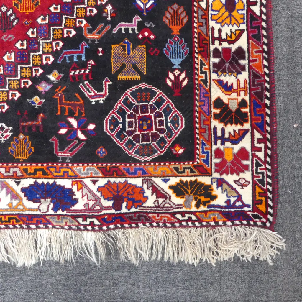 LG PERSIAN QASHQAI CARPET all wool animal & bird motifs 2800mm x 1750mm Image 1++