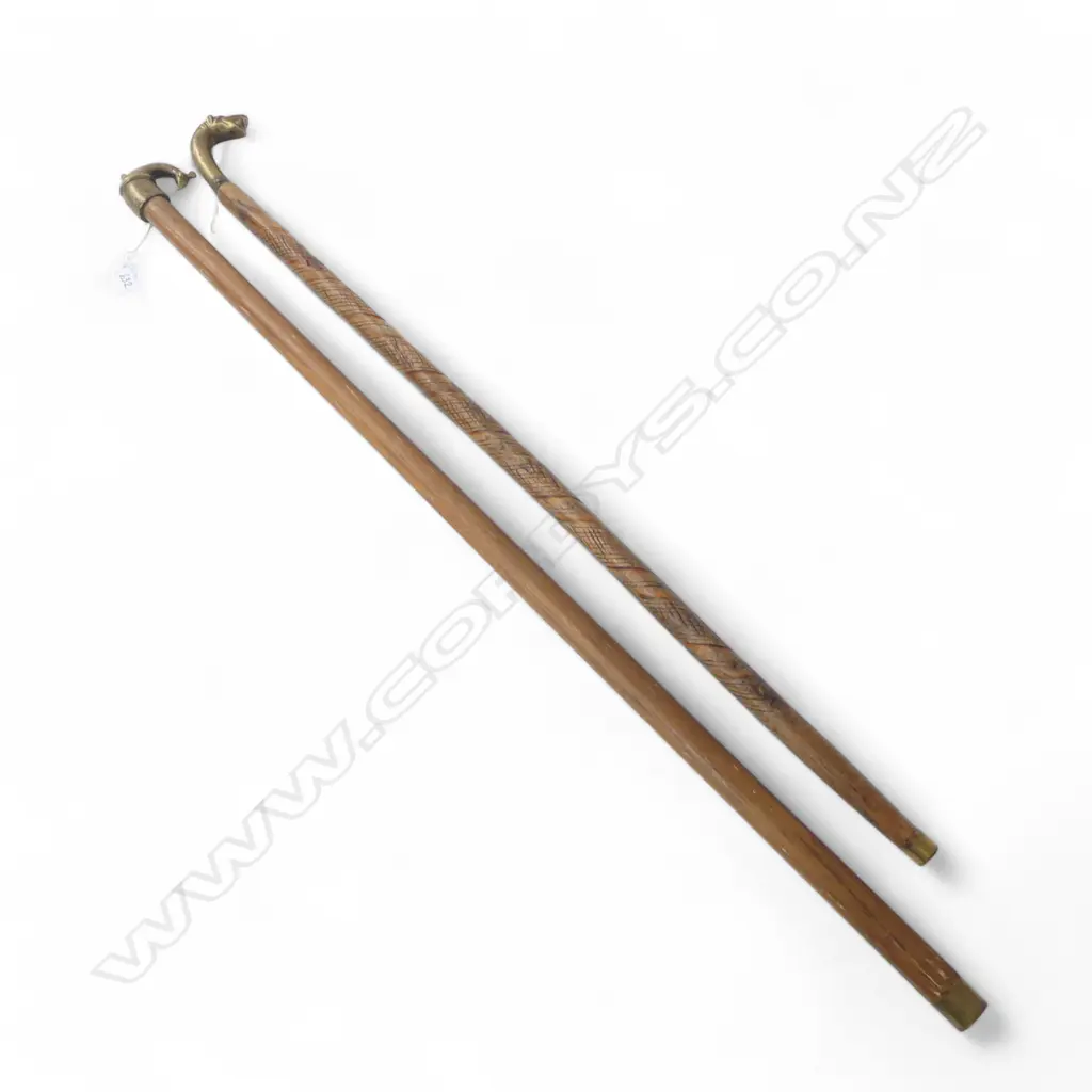 2 BRASS TOP WALKING STICKS L.1050mm Image 1++
