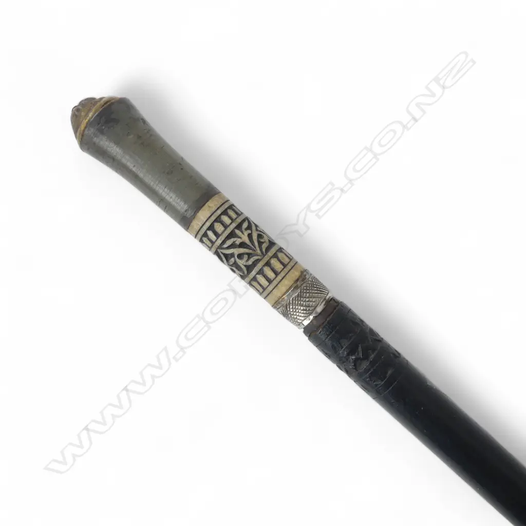 VINTAGE EBONISED SWORD STICK  Lion mask brass pommel. Pointed blade not sharp. L.900mm Image 1++