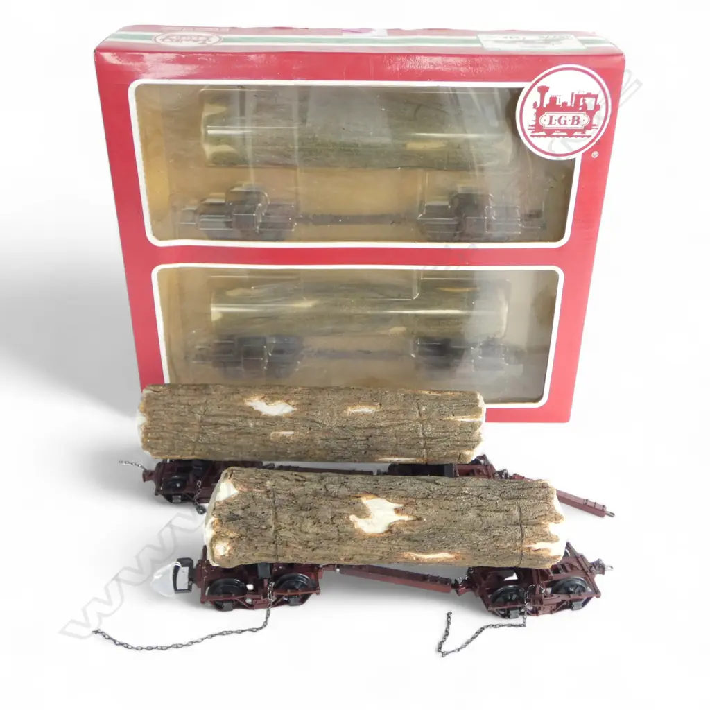 4 DUAL WHEELBASE LOG TRAIN CARRIAGES BY LGB GERMANY L.900mm (total) (2 BOXED) Image 1++