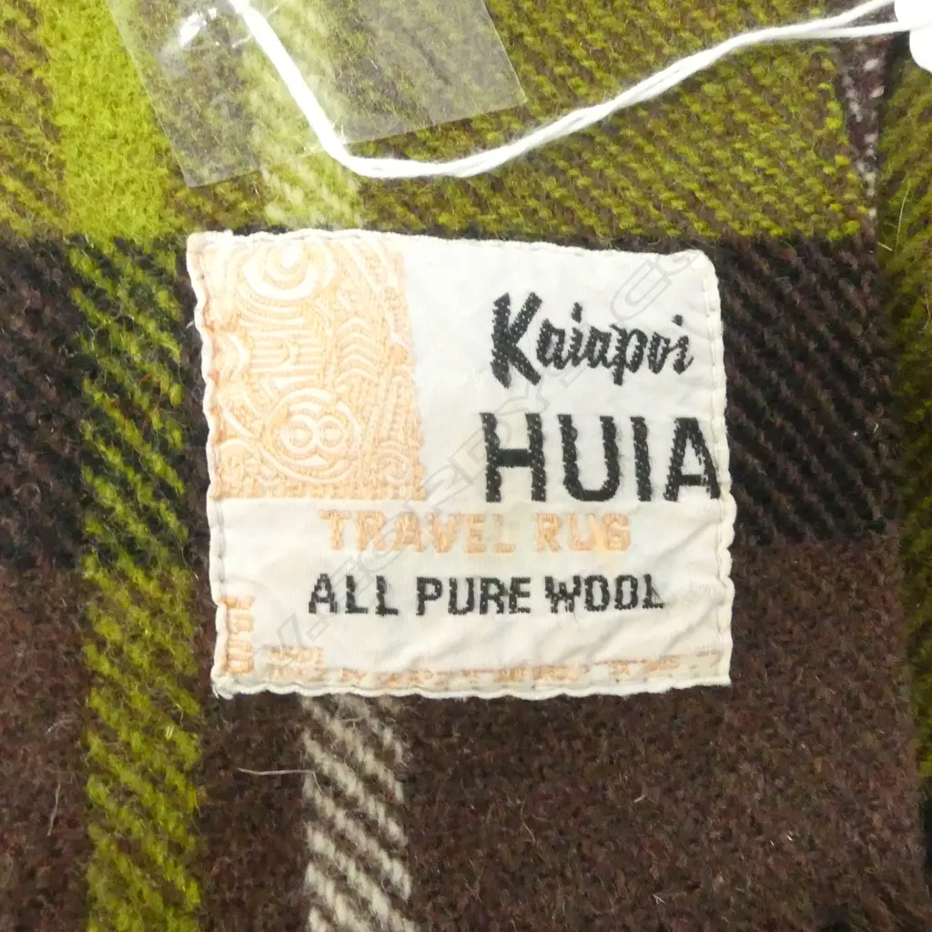 2 VINTAGE KAIAPOI TRAVEL RUGS, 100% WOOL, orange stained Image 1++