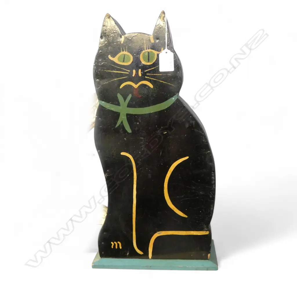 MERVYN HUBBER (1914-1985) DEPRESSION ERA BLACK CAT MONEY BOX H.450mm Image 1++