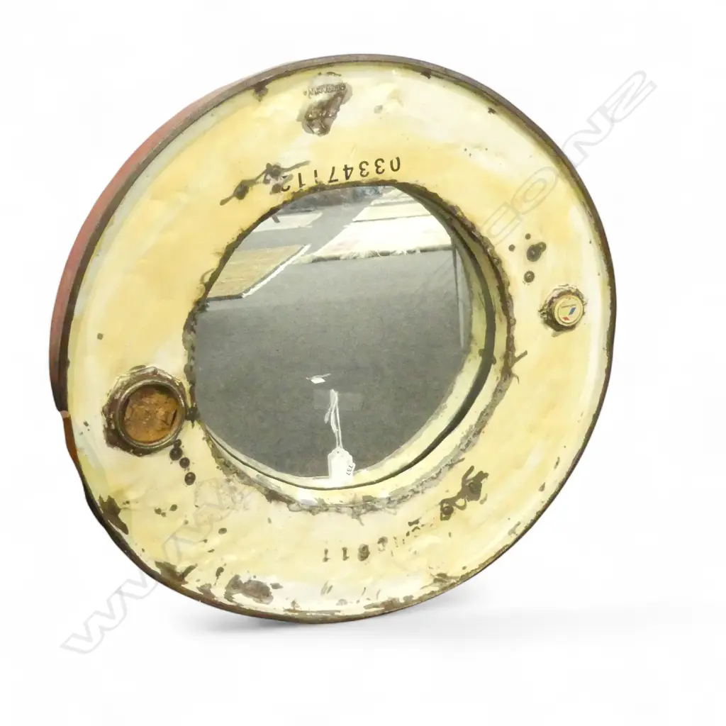 MIRROR w. RUSTIC OIL DRUM FRAME 580mm dia Image 1++