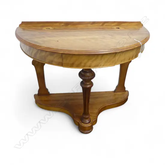 VICTORIAN MAPLE DEMI LUNE HALL TABLE (MIRROR ABSENT) W.1000mm