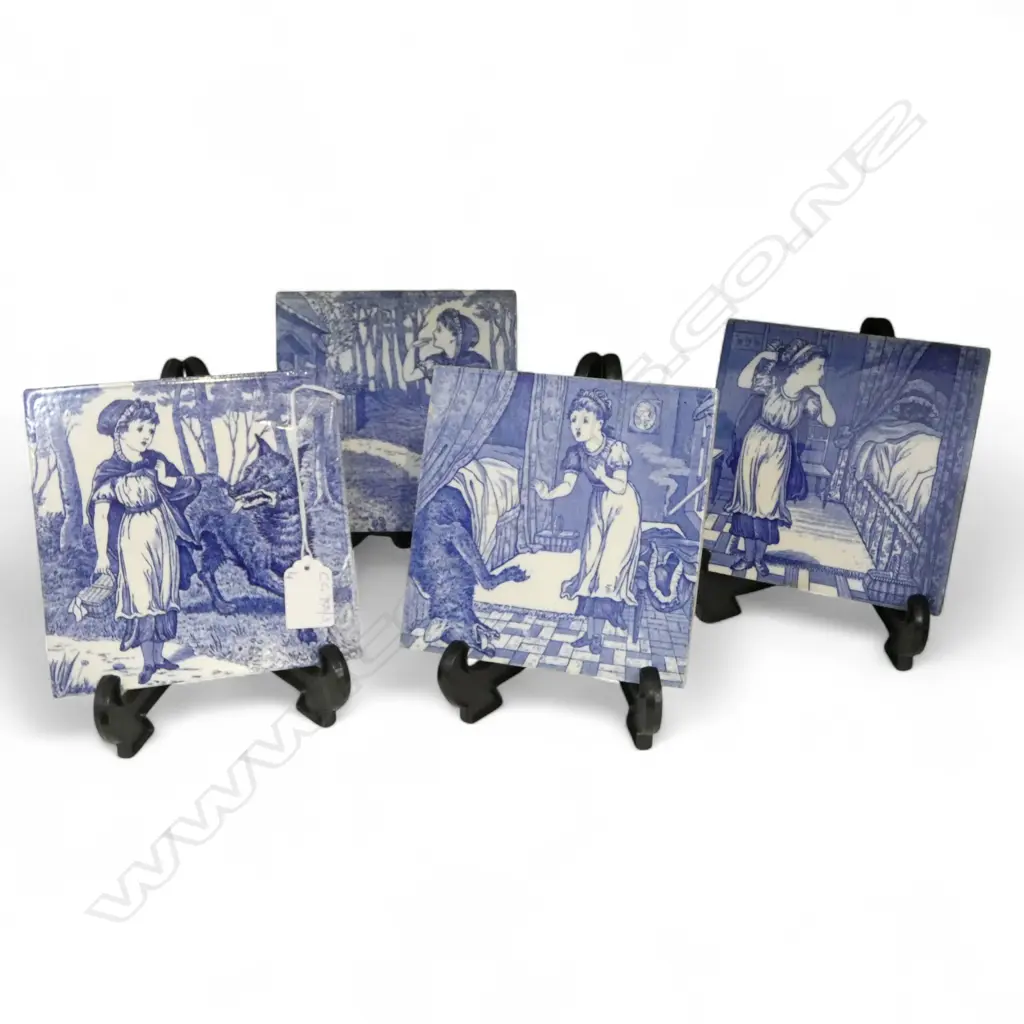 4 WEDGWOOD TILES; STORY OF LITTLE RED RIDING HOOD 155x155mm Image 1++