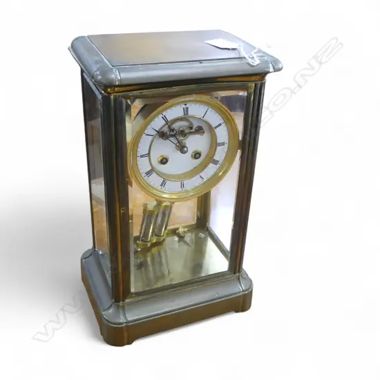 BRASS FOUR-GLASS MANTEL CLOCK FAULTS H.325mm