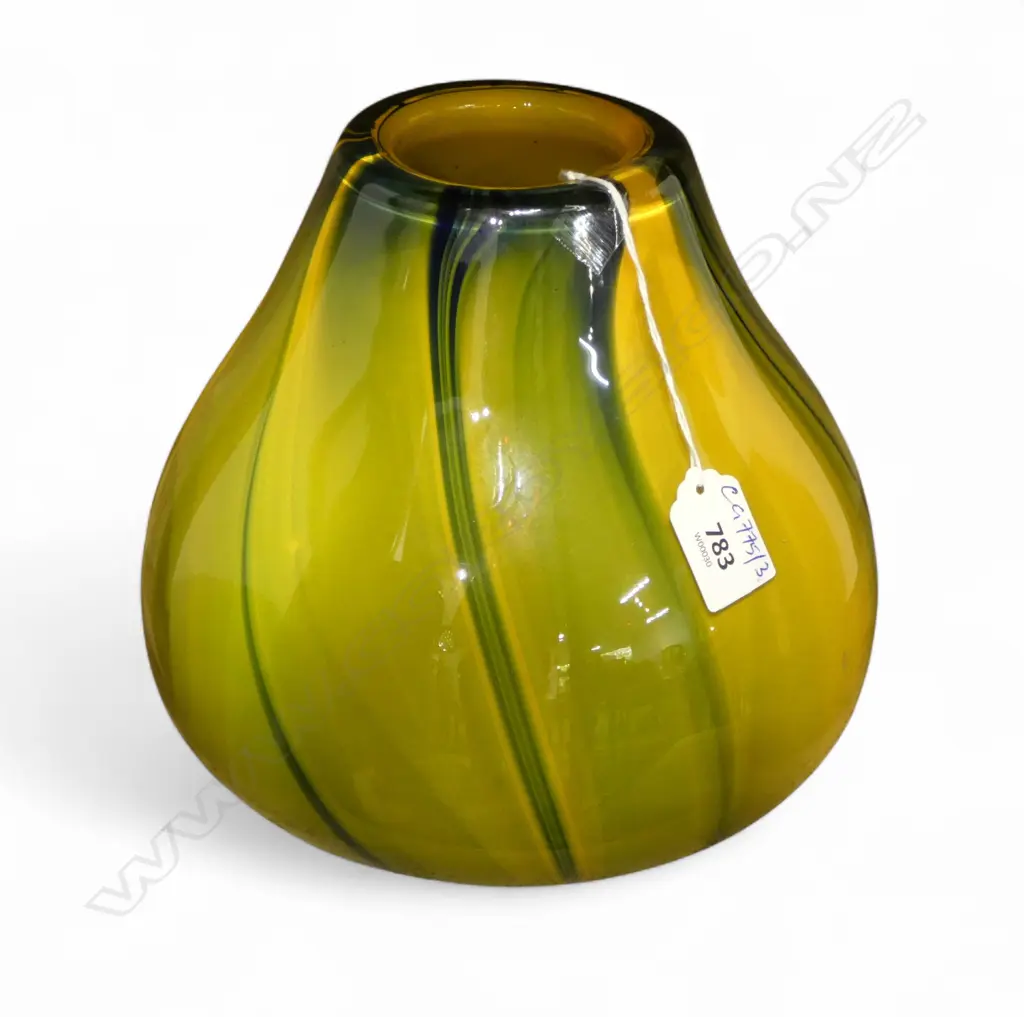 YELLOW ART GLASS VASE H.200mm Image 1++