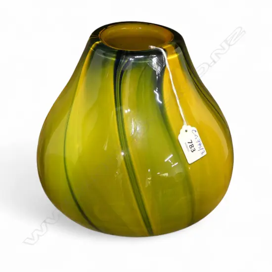 YELLOW ART GLASS VASE H.200mm