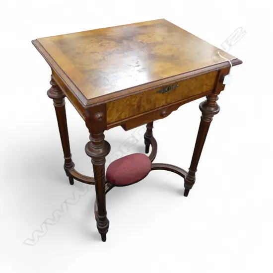 WALNUT BOOK MATCHED VENEER FRENCH STYLE WORK TABLE 570x450x780mm