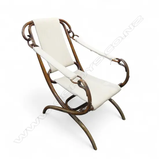 ANTIQUE BENTWOOD CAMPAIGN ARMCHAIR