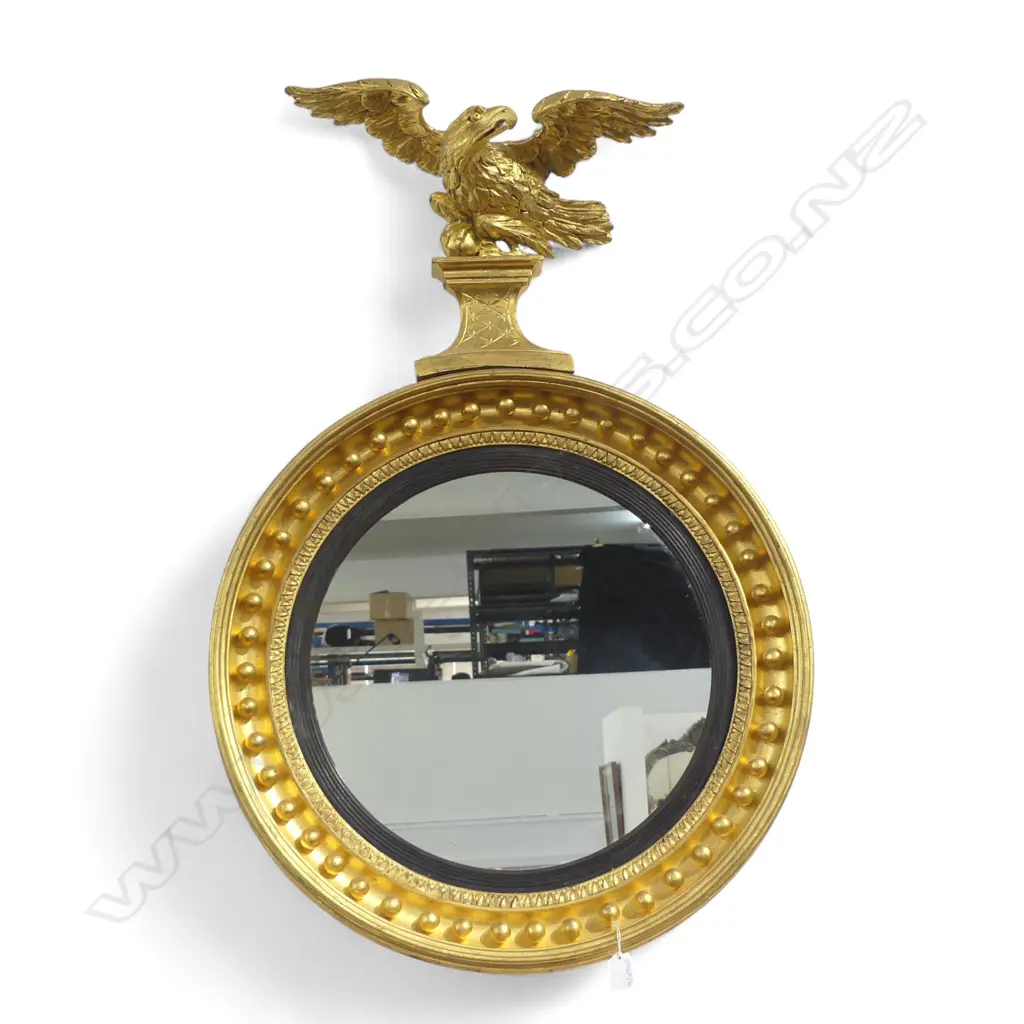 GEORGIAN FEDERAL MIRROR w. NEW GLASS H.950mm, 655mm dia Image 1++