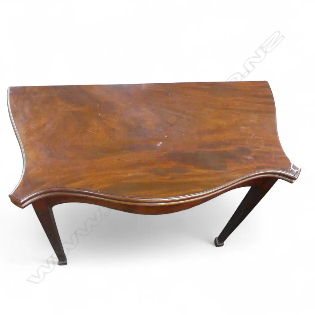 Early 19thC MAHOGANY DEMI LUNE FOLD OVER TOP SUPPER TABLE 850x450x725mm Image 1++