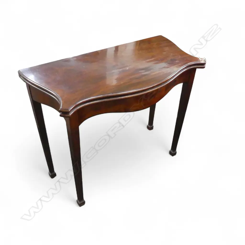 Early 19thC MAHOGANY DEMI LUNE FOLD OVER TOP SUPPER TABLE 850x450x725mm Image 1++